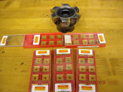 Sandvik 3 inch facemill with 5 boxes of inserts