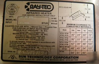 Infrared heater-industrial warehouse ceiling units-used