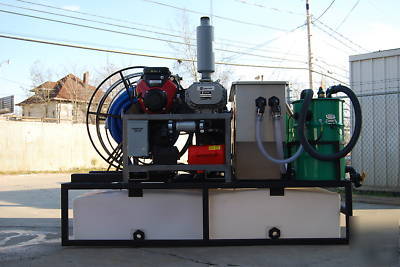Wash water recovery recycling system skid mounted