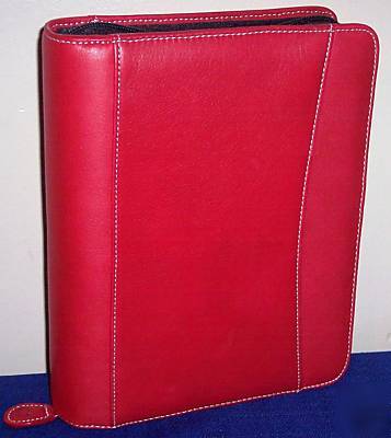 Classic size - red leather 7 ring franklin planner nice