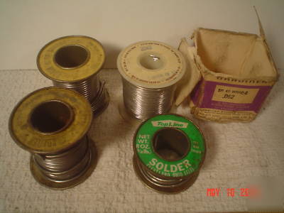 4 spools solder, 2 1/2 #, old, lead, top line, gardiner