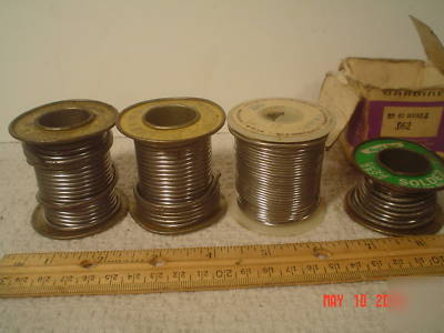 4 spools solder, 2 1/2 #, old, lead, top line, gardiner
