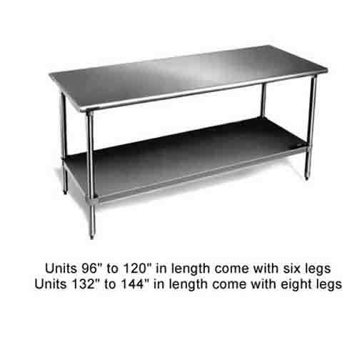 Eagle T2472SB work table, stainless steel top, undershe