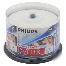 50 philips 8X dvd+r double layer dl dual white inkjet 