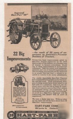 Vintage 1923 ad-hart-parr power tractors, charles city