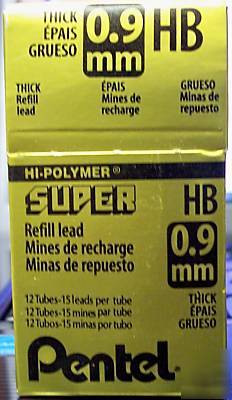 (12) tubes pentel thick .9MM hb super hi polymer lead