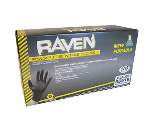 Raven powder free latex free black nitrile gloves - xxl