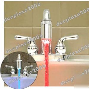 Water glow led faucet light red/blue sink tap sensor