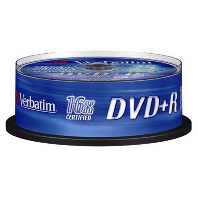 New verbatim dvd+r 25 pack disc 16 x speed spindle pack 