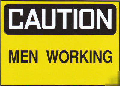 Caution men working sign sticker. 300WS