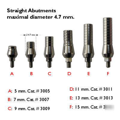  13 mm titanium abutment for dental implant / implants