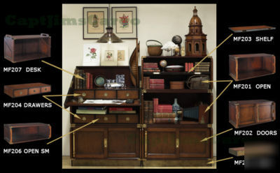 Victorian campaign office furniture bookshelves open sm