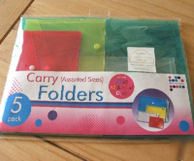 New pvc carry folders x 5 school college * free p&p *