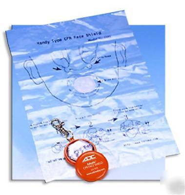 Adsafe face shield w/ keychain orange latex free O2 emt