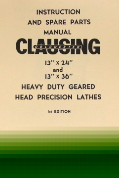 Clausing-colchester 13X24 13X36 lathe op/part manual