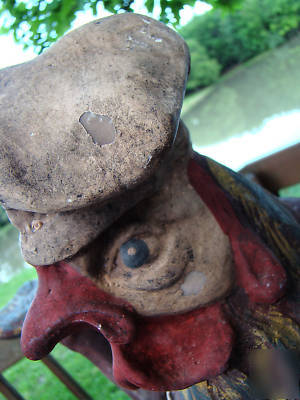 Rooster waiter server chef statue old restaur. display 