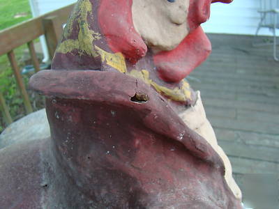 Rooster waiter server chef statue old restaur. display 