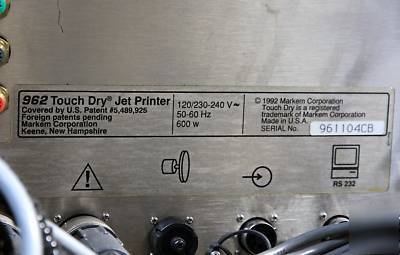 Markem 962 touch-dry ink jet printer / hot stamp coder