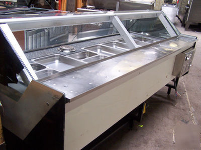 8 ft. curved glass 7 well steam hot food display case