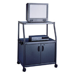 Quartet Av Cart With Locking Cabinet 30x20x40 Black