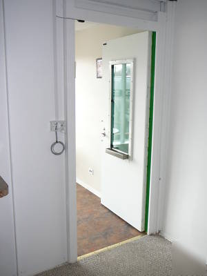Bullet resistant security wall with window and door