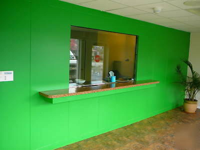 Bullet resistant security wall with window and door
