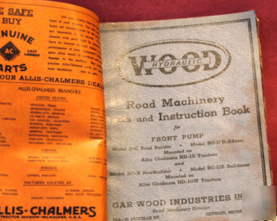 Allis-chalmers hd-10 tractor instruction bk/parts list