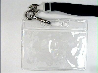 25 clear flexible id card holders & safety lanyards