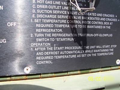 Portable refrigeration unit 1998 diesel 5000 btu R134A 