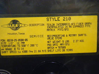 Utex STYLE210 texlok interbraided gfo fiber graph.,ptfe