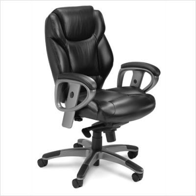 Ultimo mid-back chair black leather w slate frame