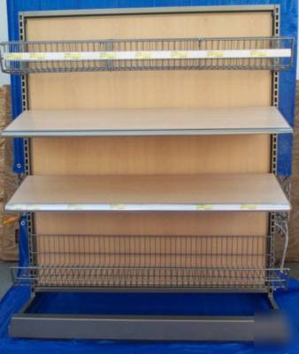 One lot of 8 versatile double sided gondola shelving