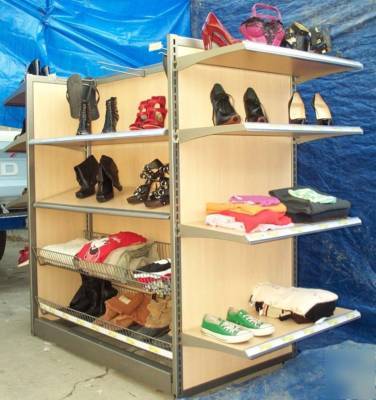 One lot of 8 versatile double sided gondola shelving