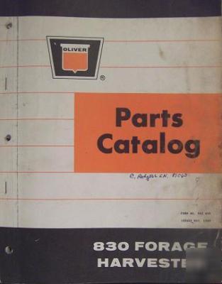 Oliver 830 pull-type forage harvester parts manual