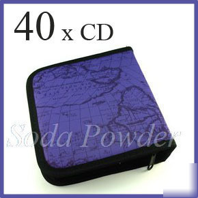 40 pcs cd vcd dvd wallet case holder bag purple map