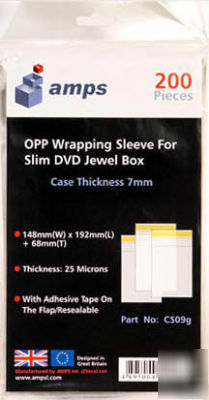 Dvd case wrapping sleeves 200 wraps / wallets slim 7MM 