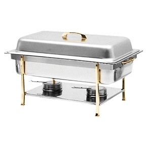 New chafer 8 qt stainless & gold accented chafing dish