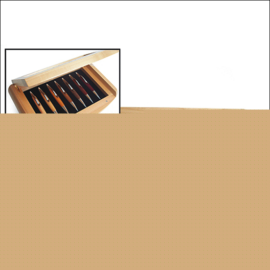Maple wood with inlaid executive 7-pen set