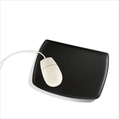Mouse pad in black leather: genuine