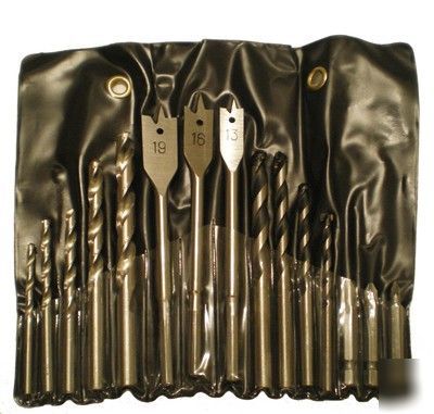 Makita 15PC mixed drill bit set in tidy plastic wallet