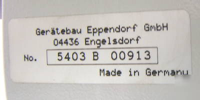New eppendorf 5403 refrigerated centrifuge warranty